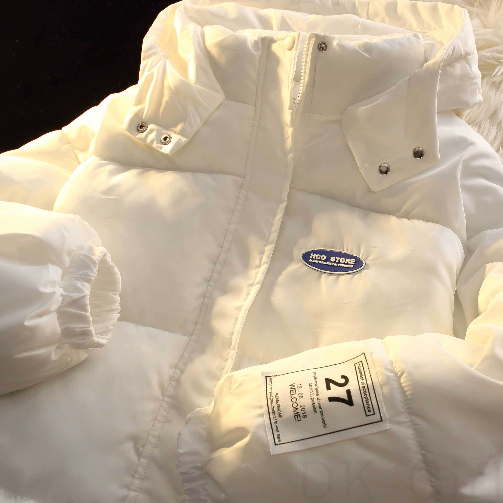 【SNSで大騒ぎ】ファッション カジュアル 韓国系 冬 フード付き ジッパー アップリケ 無地 数字柄 ダウン ジャケット