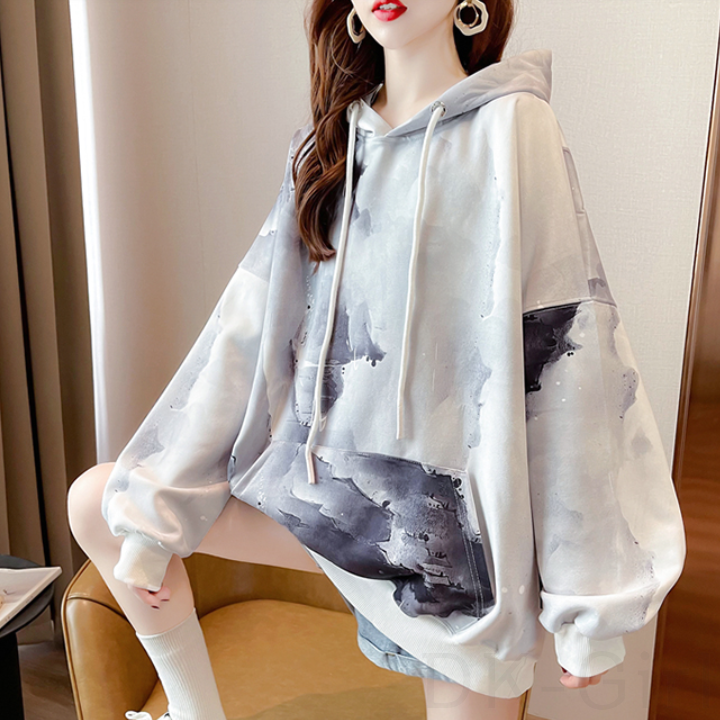 【輝いて超人気】長袖 シンプル 春秋 韓国のファッション フード付き プルオーバー 配色 パーカー・トレーナー