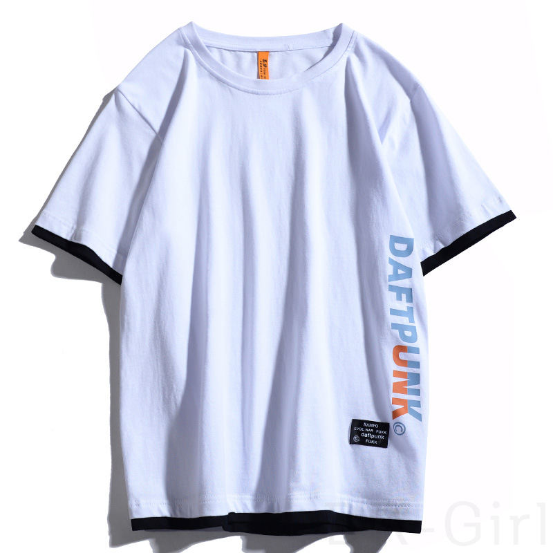 ポリエステル半袖ファッションカジュアル一般一般ラウンドネックプルオーバープリントアルファベット配色Tシャツ・POLOシャツ