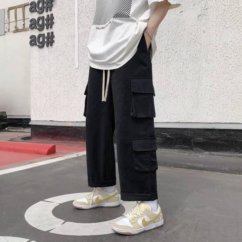 レギュラー丈 無地 シンプル レギュラーウエスト フリンジカジュアルパンツ韓国 通販 メンズ ファッション