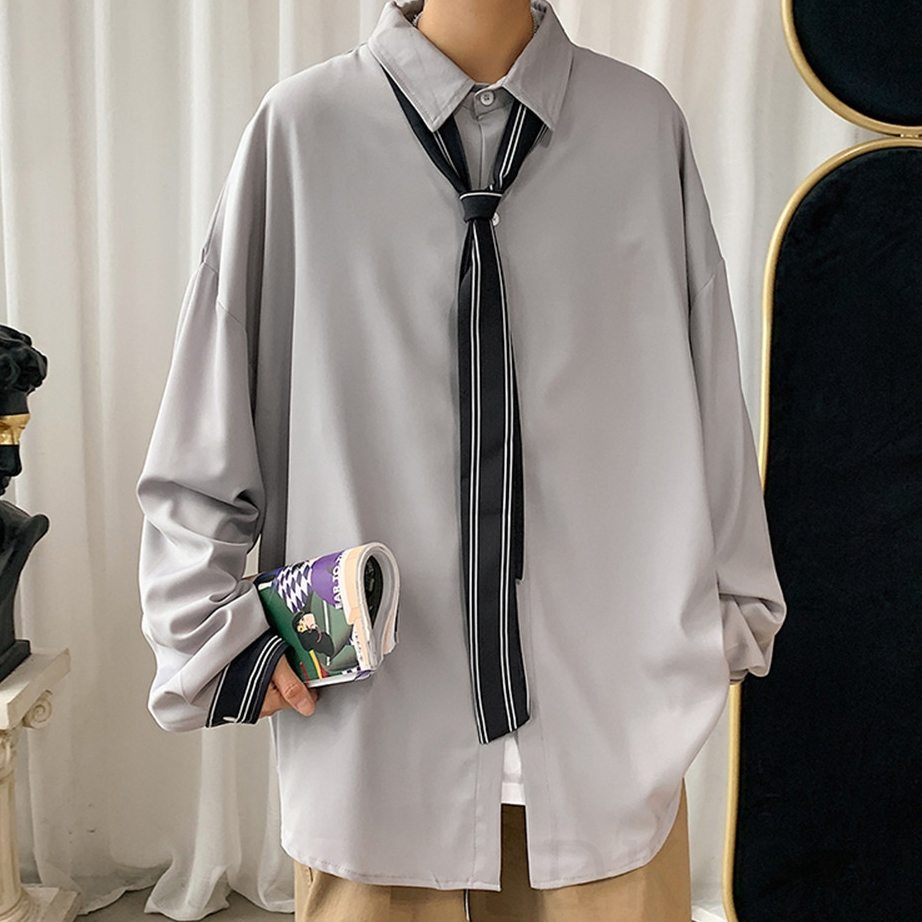 長袖ファッション一般一般折り襟シングルブレスト配色ボタンシャツ