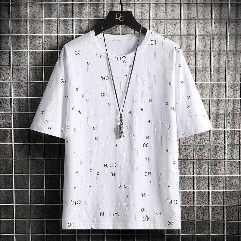 ポリエステル半袖カジュアル清新一般一般ラウンドネックプルオーバープリント総柄Tシャツ・POLOシャツ