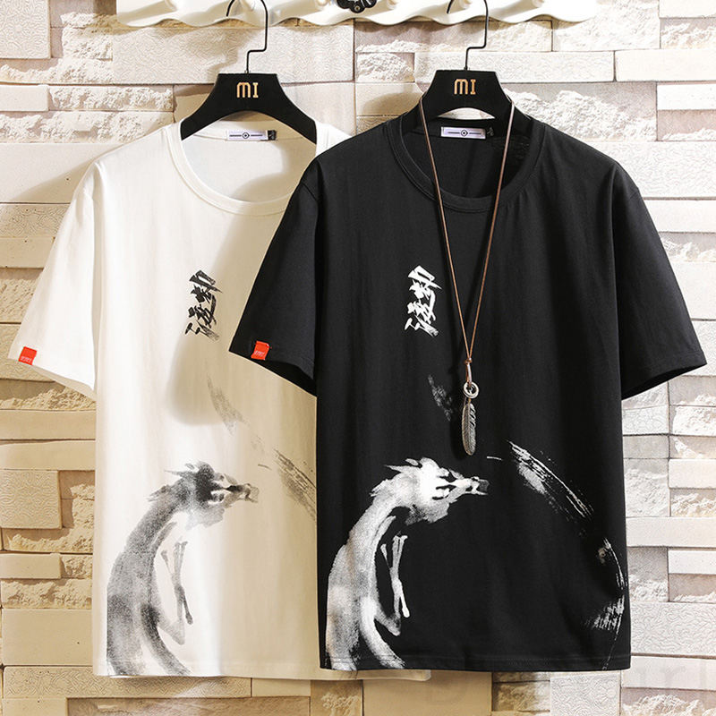 ポリエステル半袖シンプル一般一般夏ラウンドネックプルオーバーホワイトブラックダークグレープリント20~40代プリントTシャツ・POLOシャツ