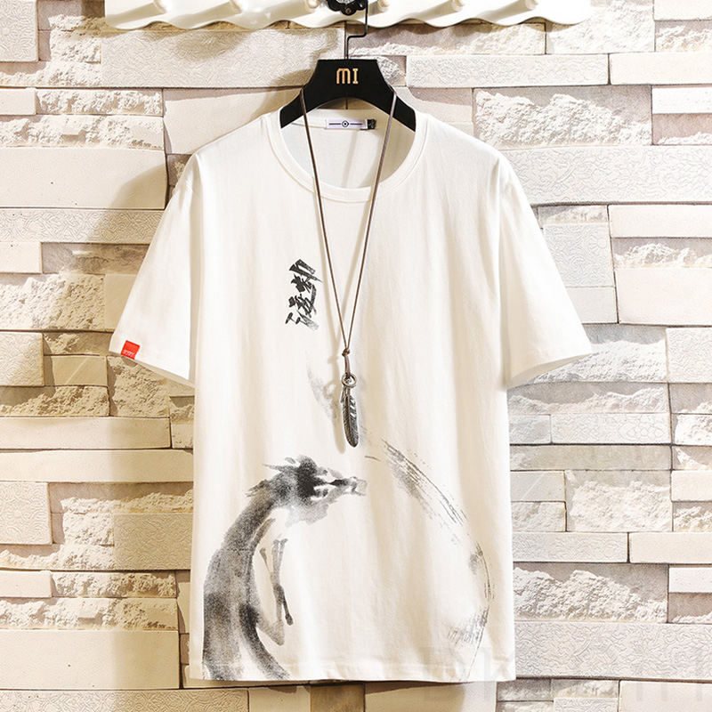 ポリエステル半袖シンプル一般一般夏ラウンドネックプルオーバーホワイトブラックダークグレープリント20~40代プリントTシャツ・POLOシャツ