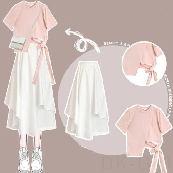 ピンク/Ｔシャツ+スカート