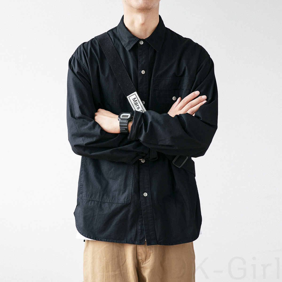  その他 長袖 シンプル ファッション カジュアル レトロ ストリート系 定番 韓国系 一般 一般 折り襟 シングルブレスト 無地 なしシャツ