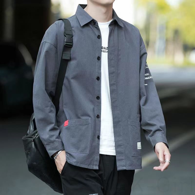  その他 長袖 シンプル ファッション カジュアル 定番 韓国系 一般 一般 折り襟 シングルブレスト プリント アルファベット プリントシャツ