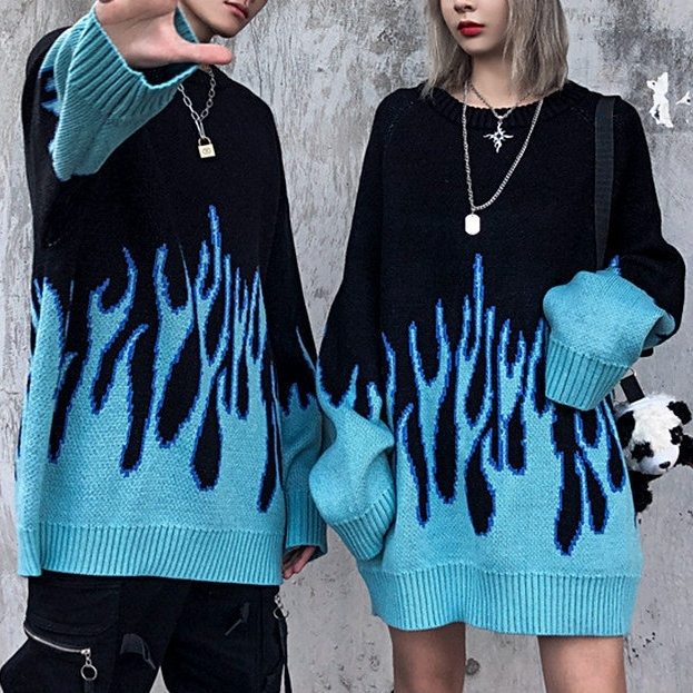  ニット 長袖 ファッション ストリート系 韓国系 一般 一般 ラウンドネック プルオーバー プリント 配色 プリントセーター