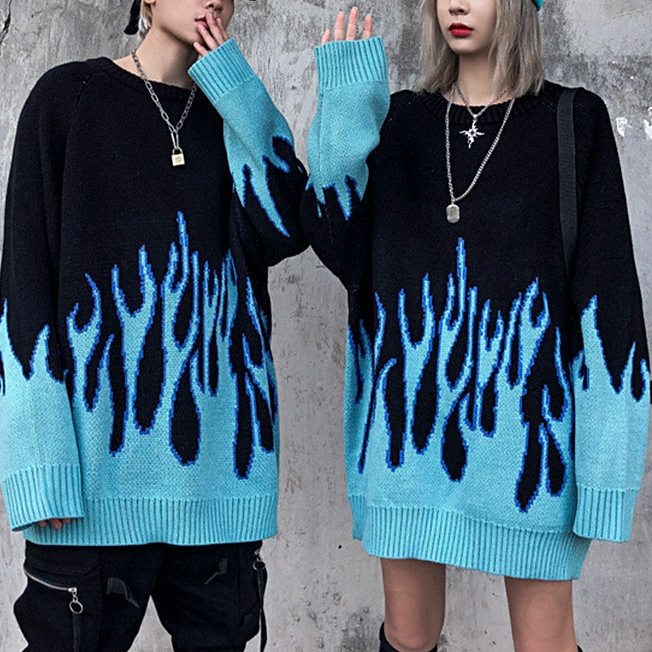  ニット 長袖 ファッション ストリート系 韓国系 一般 一般 ラウンドネック プルオーバー プリント 配色 プリントセーター