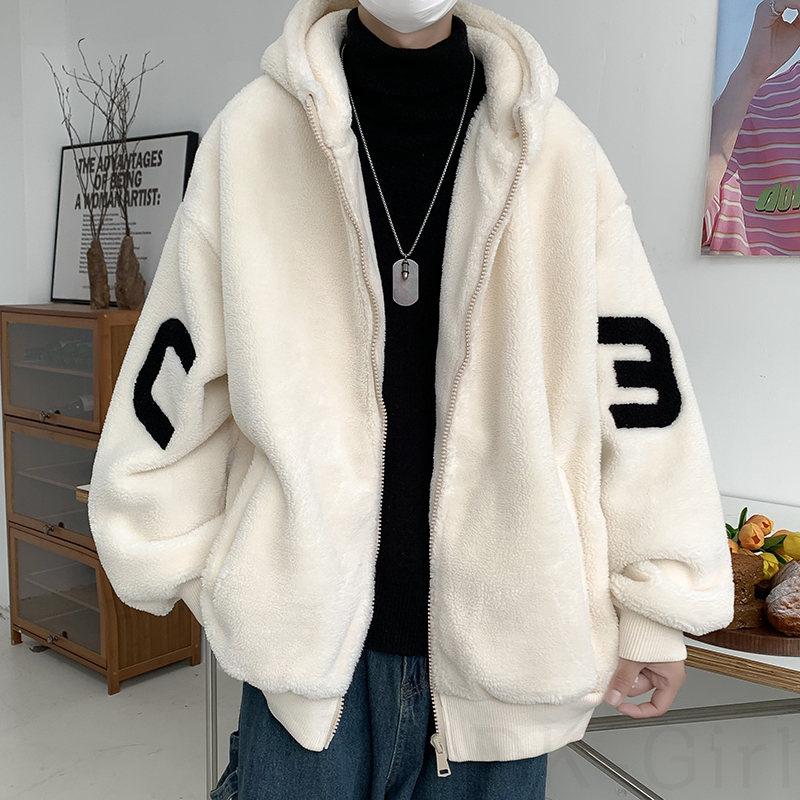 その他長袖シンプルファッションカジュアル定番韓国系フード付きジッパーアルファベット配色なし綿コート・ダウンジャケット