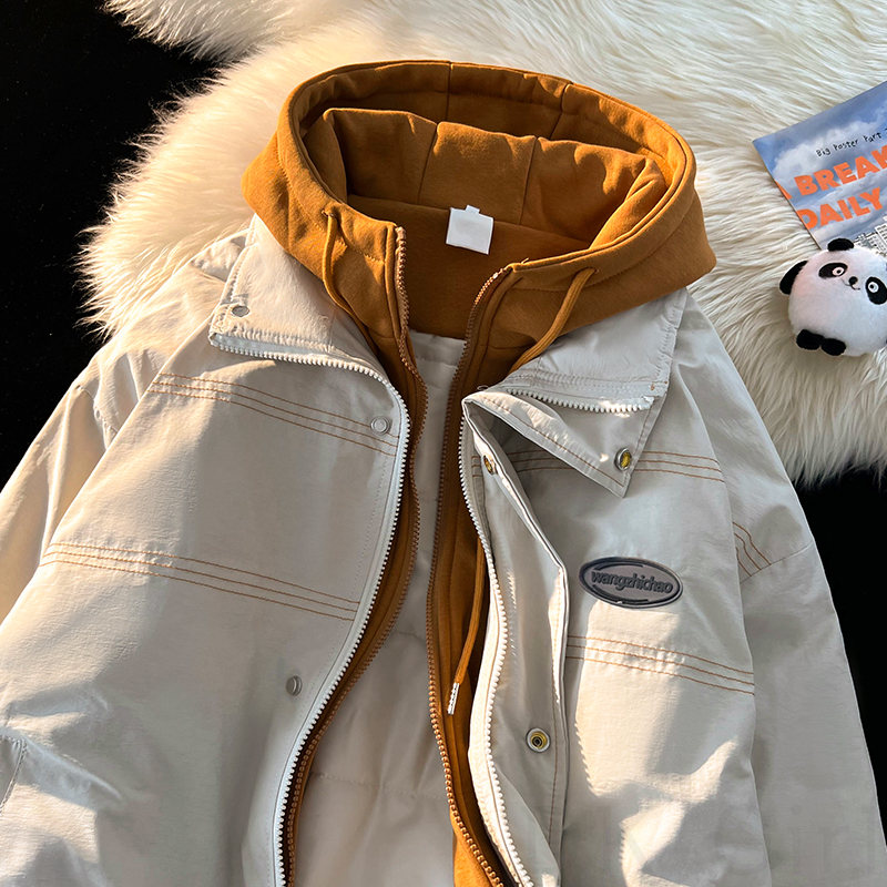 長袖 シンプル ファッション カジュアル 韓国系 一般 一般 フード付き ジッパー 切り替え ボウタイ 配色 防寒ジャケット