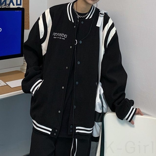 長袖 シンプル ファッション カジュアル 定番 韓国系 一般 一般 スタンドネック ジッパー プリント アルファベット 配色 プリントジャケット