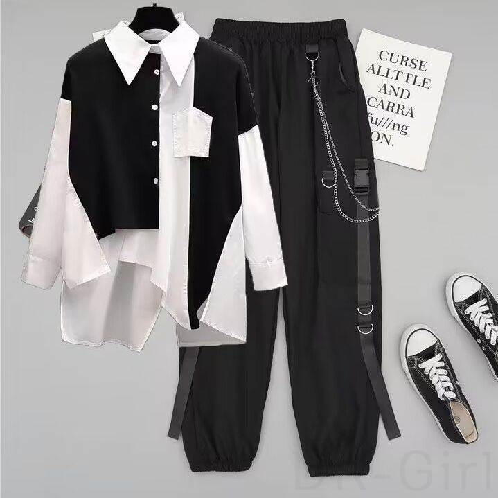 ブラック+ホワイト/シャツ+ブラック/パンツ