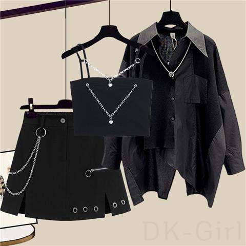ブラック/シャツ+ブラック/キャミソール+ブラック/スカート