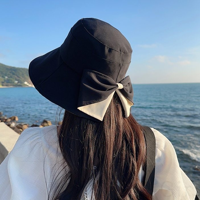 帽子 韓国ファッション オシャレ 服 レディース リボン 切り替え 配色 帆布