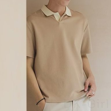 Tシャツ・POLOシャツ 韓国ファッション オシャレ 服 夏 服 一般 折り襟 プルオーバー なし 配色 ポリエステル モード系 カジュアル シンプル ファッション