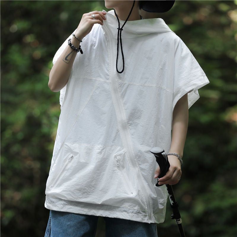 Tシャツ・POLOシャツ シンプル ファッション カジュアル ストリート系 韓国ファッション オシャレ 服 ナチュラル 夏 服 メンズ ポリエステル 半袖 一般 一般 フード付き プルオーバー なし 無地