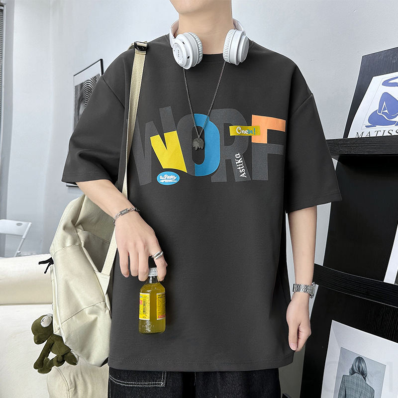 Tシャツ・POLOシャツ ファッション 韓国ファッション オシャレ 服 夏 服 メンズ コットン 半袖   ラウンドネック プルオーバー  アルファベット