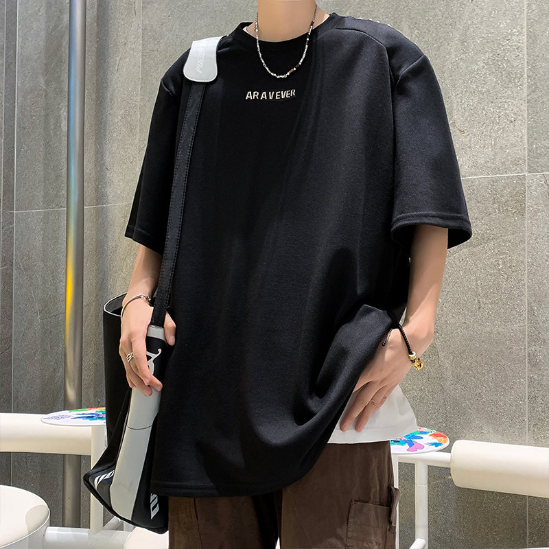 Tシャツ・POLOシャツ シンプル ファッション カジュアル 韓国ファッション オシャレ 服 ナチュラル 夏 服 メンズ ポリエステル 半袖 一般 一般 ラウンドネック プルオーバー なし アルファベット