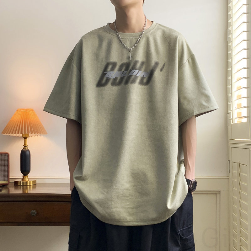 Tシャツ・POLOシャツ 夏 服  ラウンドネック プルオーバー プリント メンズ 中長  半袖 アルファベット