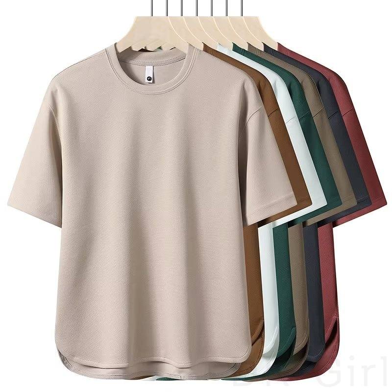 Tシャツ・POLOシャツ ラウンドネック 夏 服 シンプル ポリエステル なし 韓国ファッション オシャレ 服 無地 プルオーバー