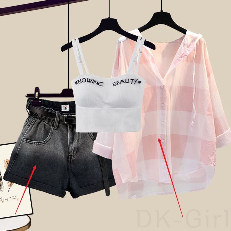 ピンク/シャツ+ブラック/パンツ