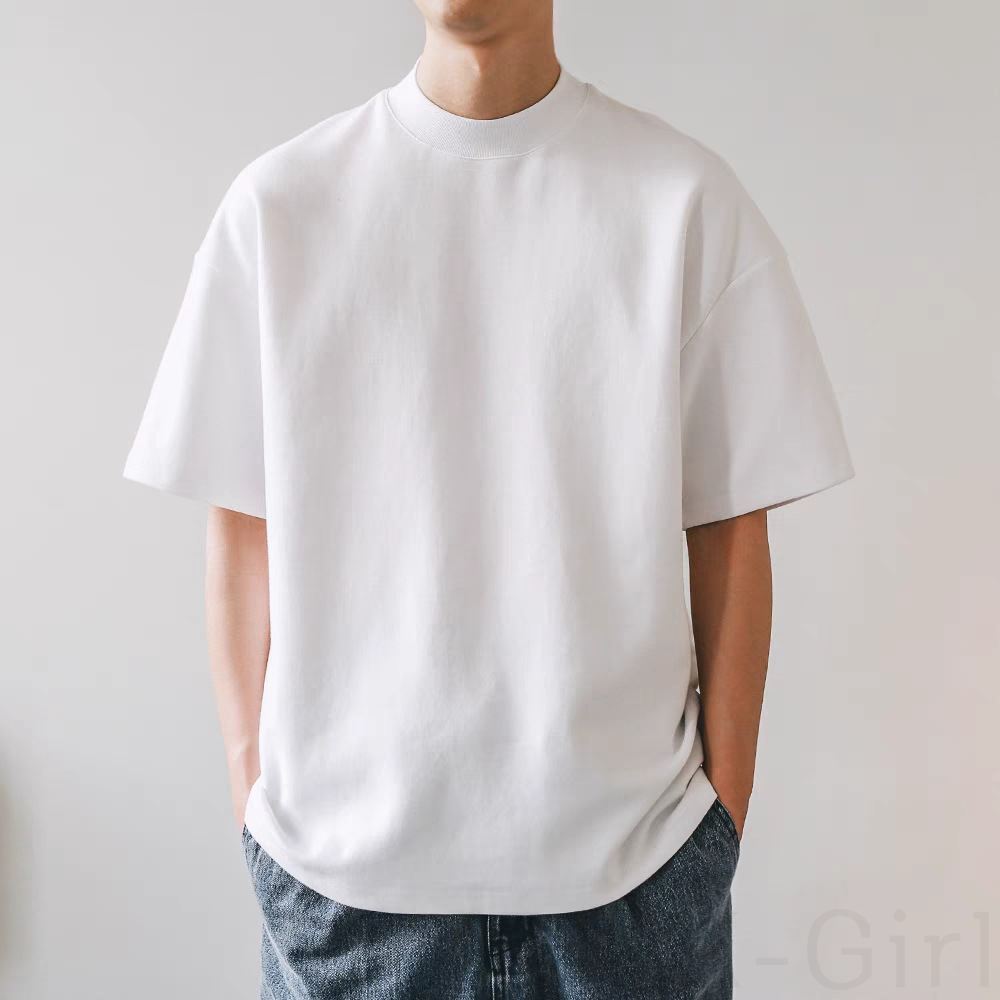 Tシャツ・POLOシャツ メンズ ラウンドネック 無地 韓国ファッション オシャレ 服 シンプル 夏 服 なし 一般 コットン プルオーバー カジュアル