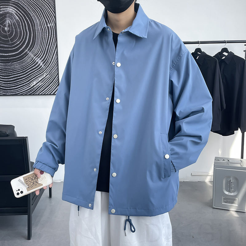 ジャケットポリエステル折り襟一般ボタン無地長袖シンプル韓国ファッション オシャレ 服一般オールシーズンボタン