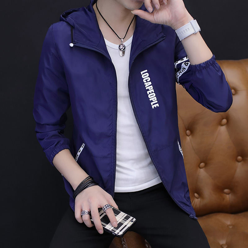 ジャケット 韓国ファッション オシャレ 服 メンズ フード付き 春秋 シンプル 一般 ポリエステル ジッパー アルファベット カジュアル 一般 ファスナー 長袖