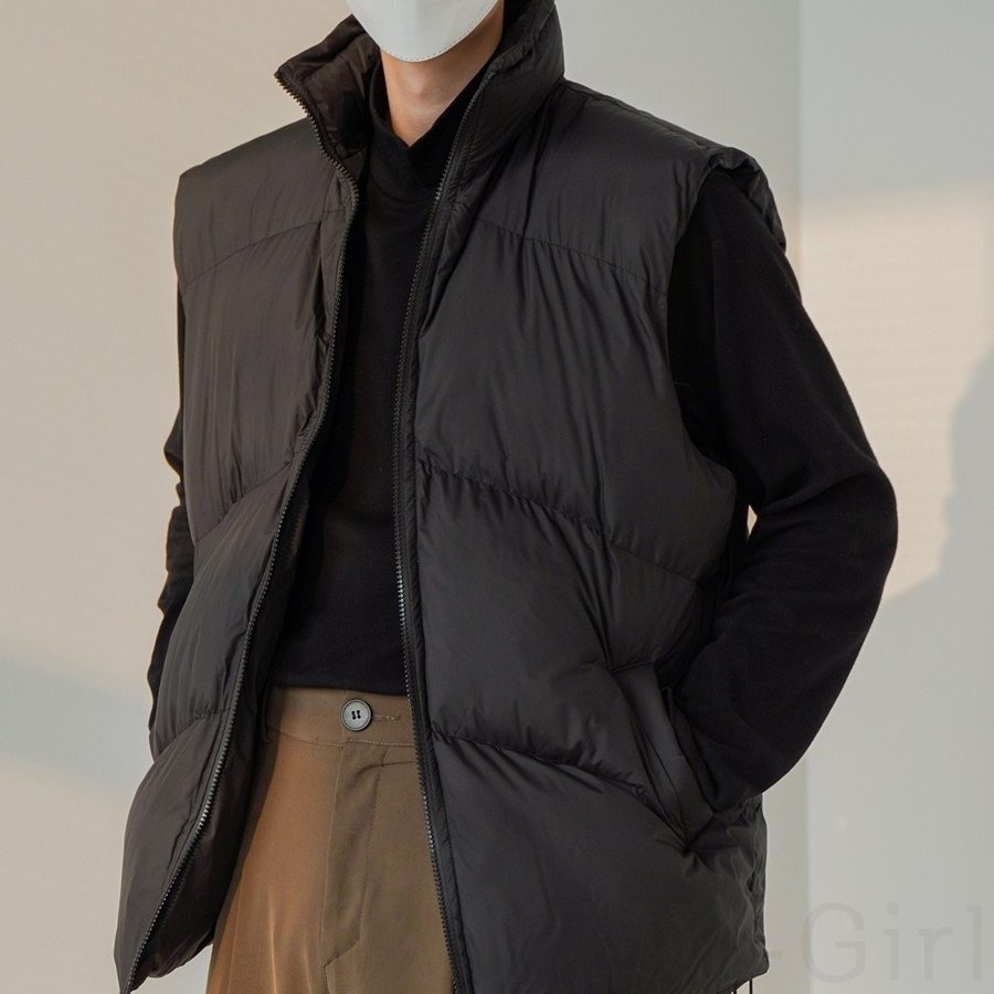 綿コート・ダウンジャケット シンプル ファッション カジュアル 定番 韓国ファッション オシャレ 服 冬  服 その他 ノースリーブ 一般 一般 スタンドネック ジッパー なし 無地