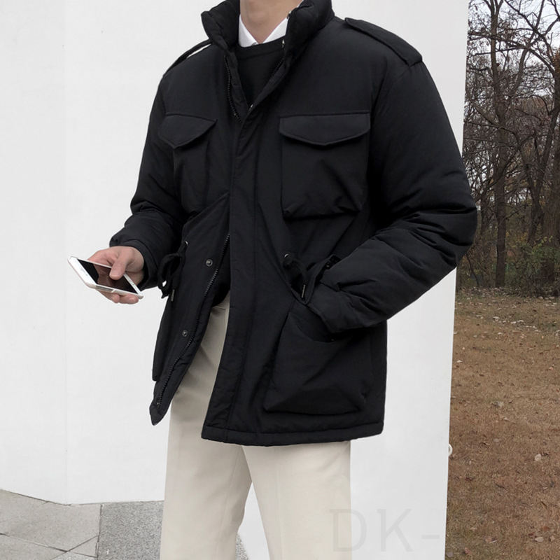 綿コート・ダウンジャケット ファッション カジュアル 大きいサイズ 韓国ファッション オシャレ 服 冬  服 長袖 一般 ショート丈 スタンドネック ジッパー シングルブレスト ギャザー ポケット付き 無地