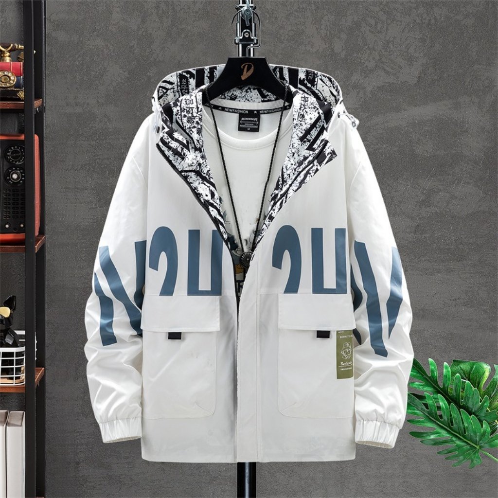 品質のいい新品 ジャケット ファッション カジュアル 配色 プリント フード付き 裏起毛 秋冬 メンズ ジャケット