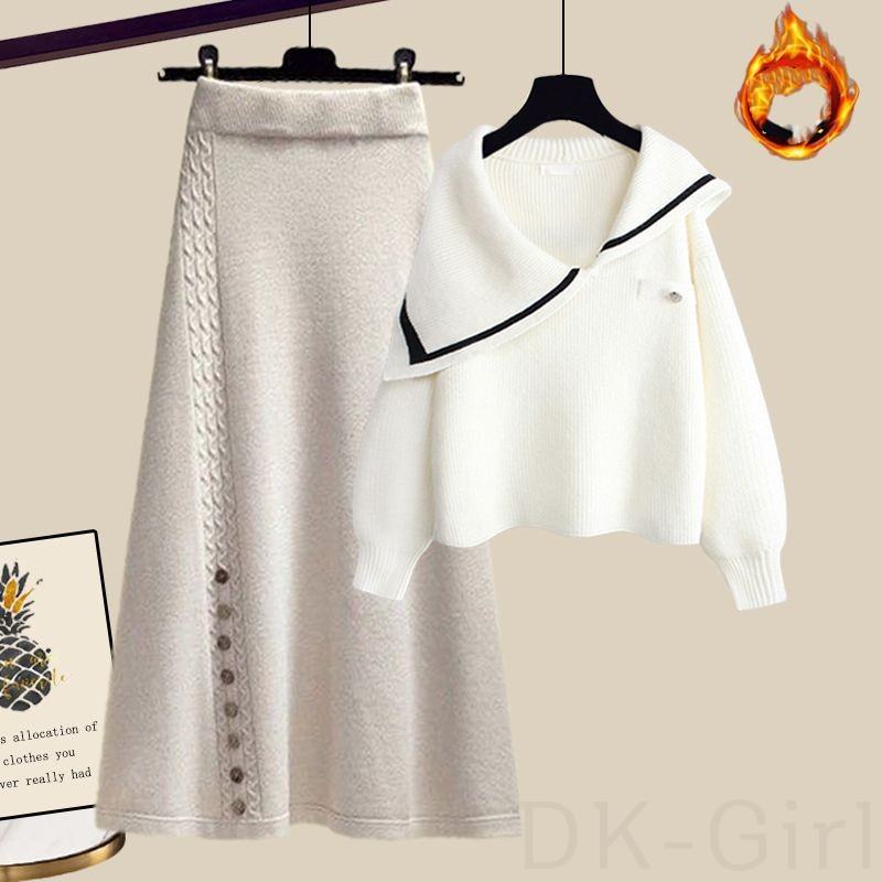 ホワイト/セーター+ホワイト/スカート