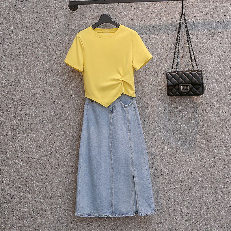 イエロー/Tシャツ+ブルー/スカート