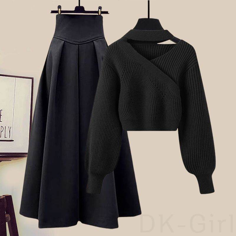 ブラック/ニット.セーター+ブラック/スカート