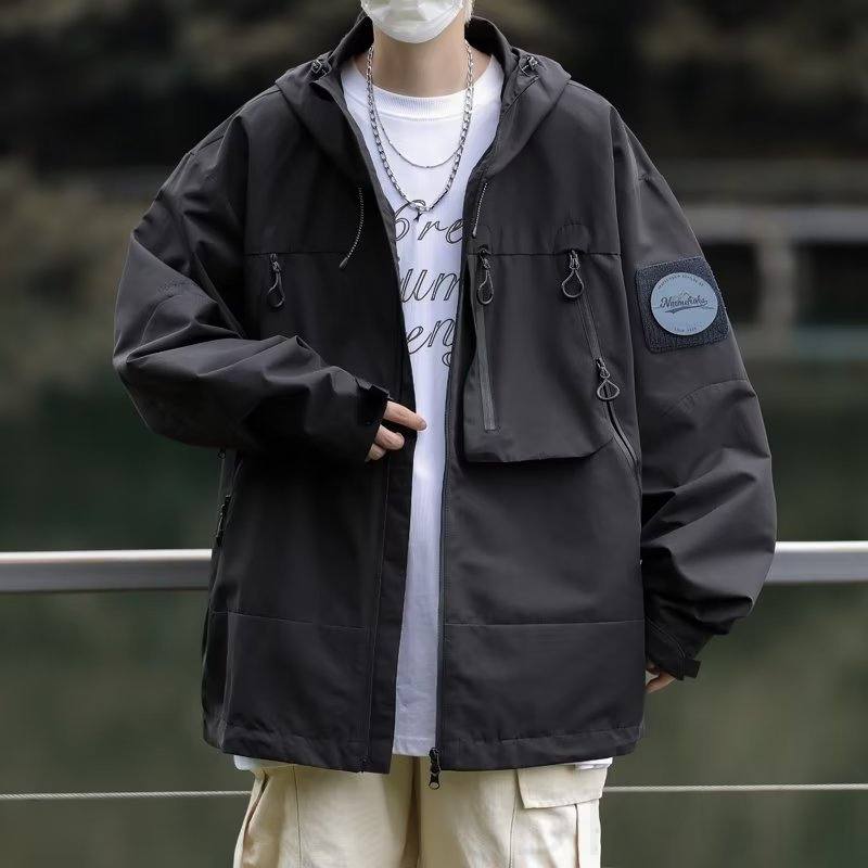 ジャケットファッションカジュアル韓国ファッション オシャレ 服長袖一般一般フード付きジッパーファスナーポケット付きアルファベットプリント