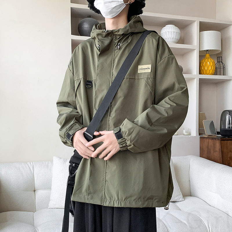 ジャケットシンプルファッションカジュアルストリート系韓国ファッション オシャレ 服フェミニン清新メンズ長袖一般一般フード付きジッパーボタンなし無地