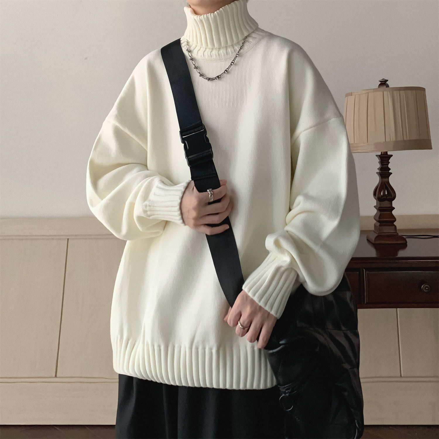 セーターカジュアル韓国ファッション オシャレ 服長袖一般一般ハイネックプルオーバーなし無地