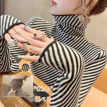 セーター・カットソーシンプル韓国ファッション オシャレ 服長袖一般ハイネックなしツイル織り着痩せ効果伸縮性あり防寒コーディネート自在