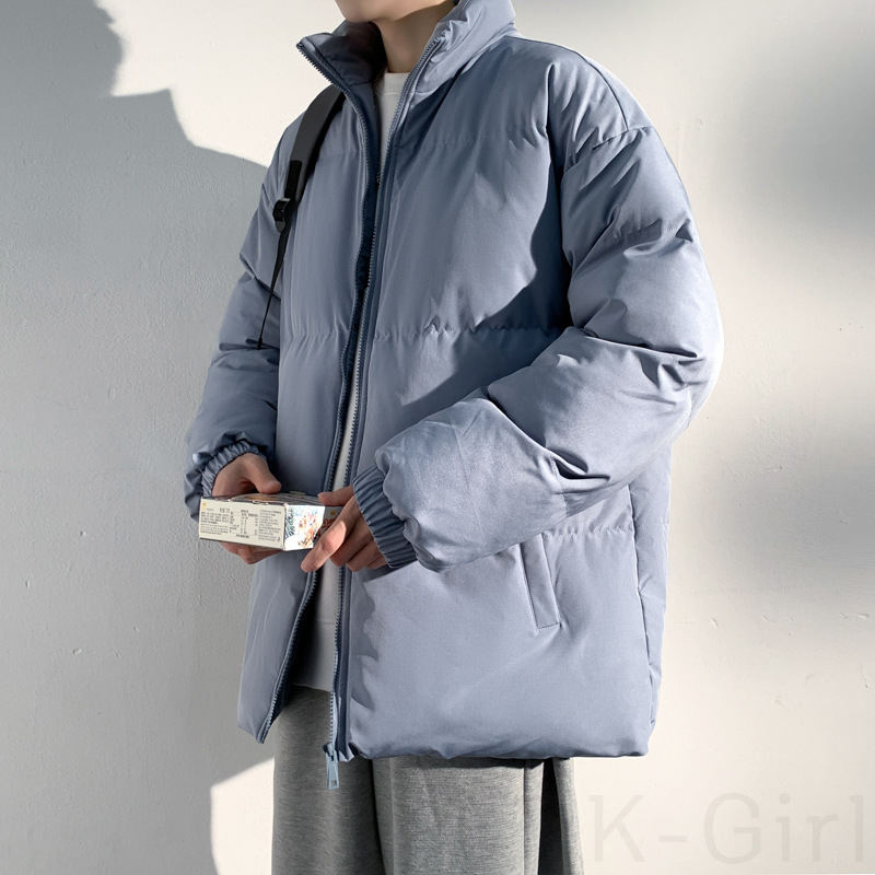 綿コート・ダウンジャケット シンプル 一般 無地 長袖 スタンドネック 韓国ファッション オシャレ 服 冬  服 ジッパー ポリエステル モード ポケット付き