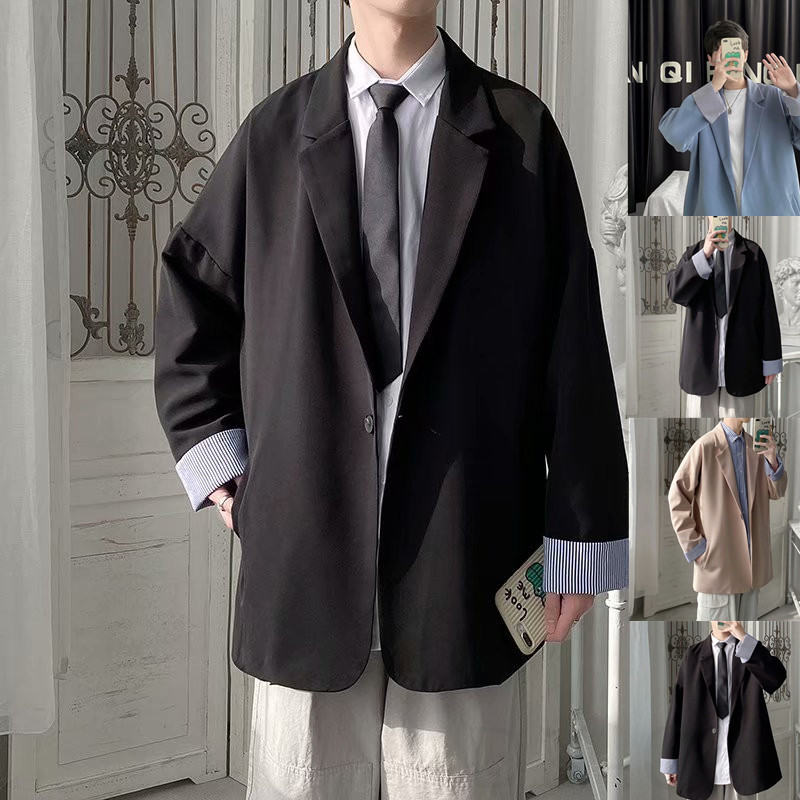 スーツ一般ボタン一般春 服シンプル秋  服無地折り襟長袖韓国ファッション オシャレ 服なしポリエステル